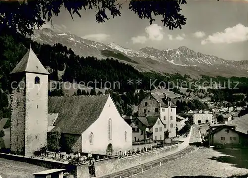 AK / Ansichtskarte Churwalden Kirche und Kloster mit Parpaner Rothorn Churwalden