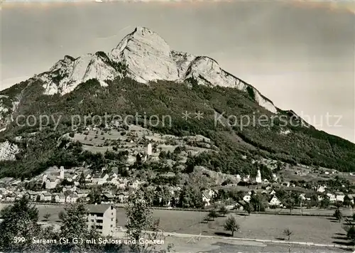 AK / Ansichtskarte Sargans_SG mit Schloss und Gonzen 