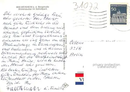 AK / Ansichtskarte Weinheim_Bergstrasse Bluetenzauber im Schlosspark Weinheim_Bergstrasse