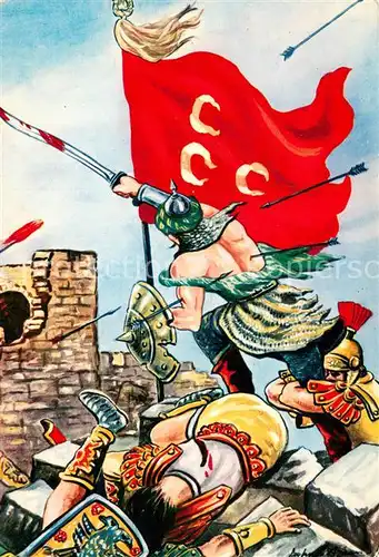 AK / Ansichtskarte Istanbul_Constantinopel Ulubatli Hasan Schlacht Kuenstlerkarte Istanbul_Constantinopel