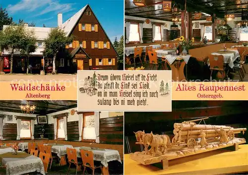 AK / Ansichtskarte Altenberg_Erzgebirge Waldschaenke Altes Raupennest Holzschnitzerei Altenberg Erzgebirge