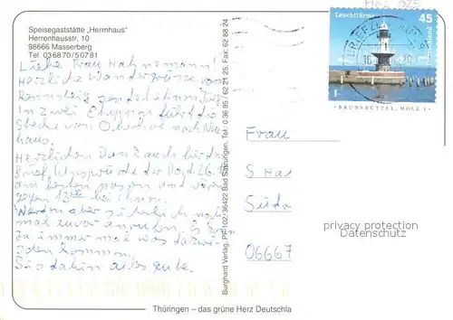 AK / Ansichtskarte Masserberg Gaststaette Herrnhaus Gaststube Terrasse Masserberg