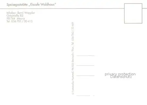 AK / Ansichtskarte Meura Gaststaette Eiscafe Waldhaus Terrasse Meura