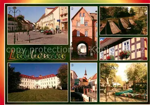 AK / Ansichtskarte Luebbenau_Spreewald Strassenpartie Zentrum Spreewaldmuseum Torhaus Bauernhafen Nikolaikirche Schloss Luebbenau Spreewald