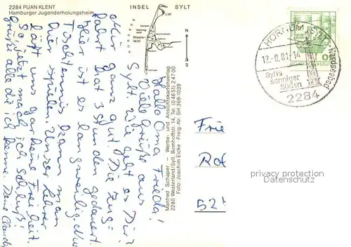 AK / Ansichtskarte Insel_Sylt Puan Klent Hamburger Jugenderholungsheim Insel_Sylt