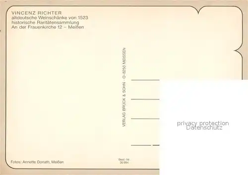 AK / Ansichtskarte Meissen_Elbe_Sachsen Altdeutsche Weinschaenke Vincenz Richter Meissen_Elbe_Sachsen