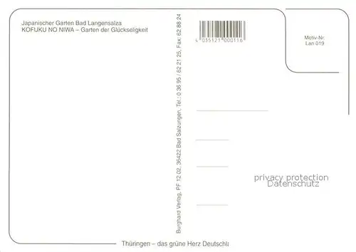 AK / Ansichtskarte Bad_Langensalza Japanischer Garten Kofuku no Niwa Garten der Glueckseligkeit Bad_Langensalza