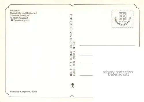 AK / Ansichtskarte Klausdorf_Mellensee Ausflugsgaststaette Strandhotel Restaurant Imperator Klausdorf_Mellensee
