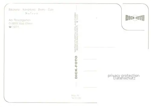 AK / Ansichtskarte Bad_Elster Baeckerei Konditorei Bistro Cafe Salzer Bad_Elster