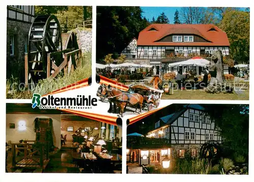 AK / Ansichtskarte Guehlen_Glienicke Gasthof Restaurant Boltenmuehle Wasserrad Planwagen Guehlen_Glienicke