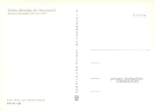 AK / Ansichtskarte Guehlen_Glienicke Konsum Gaststaette Boltenmuehle Saal Guehlen_Glienicke