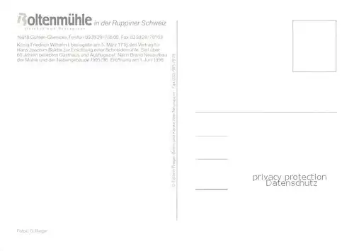 AK / Ansichtskarte Guehlen_Glienicke Gasthof Restaurant Boltenmuehle Ruppiner Schweiz Guehlen_Glienicke