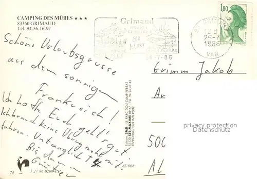 AK / Ansichtskarte Grimaud_83 Camping des Mures 