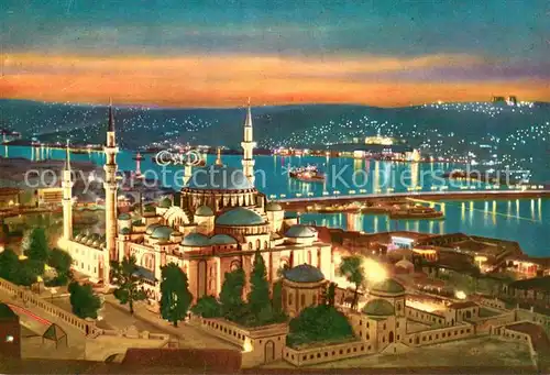 AK / Ansichtskarte Istanbul_Constantinopel Sueleymaniye Goldenes Horn u. Atatuerk Bruecke bei Nacht Istanbul_Constantinopel