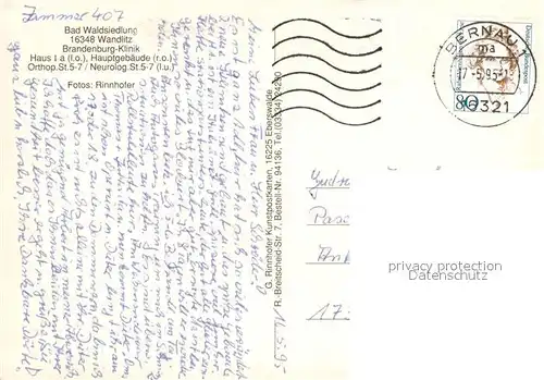 AK / Ansichtskarte Wandlitz Bad Waldsiedlung Brandenburg Klinik Wandlitz