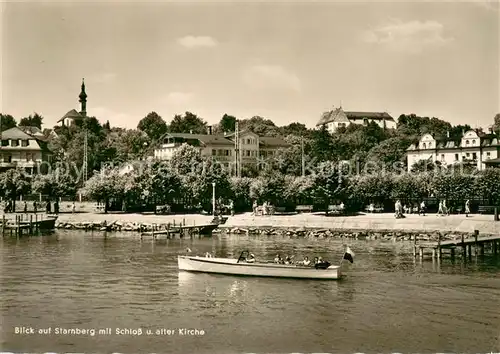 AK / Ansichtskarte Starnbergersee mit Schloss und alter Kirche Starnbergersee