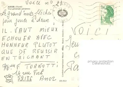 AK / Ansichtskarte Anor_59 Vue generale aerienne 