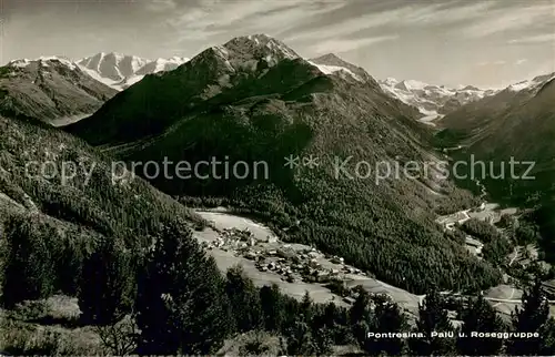 AK / Ansichtskarte Pontresina mit Palue und Roseggruppe Pontresina
