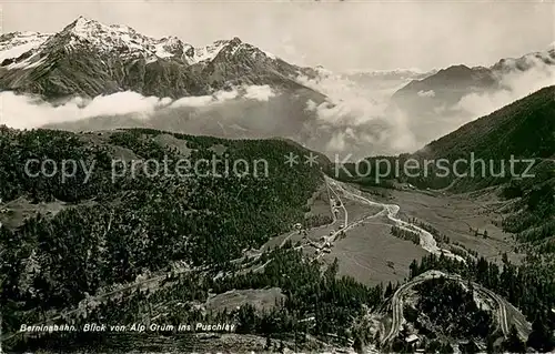 AK / Ansichtskarte Berninabahn Blick von Alp Gruem ins Puschlav Berninabahn