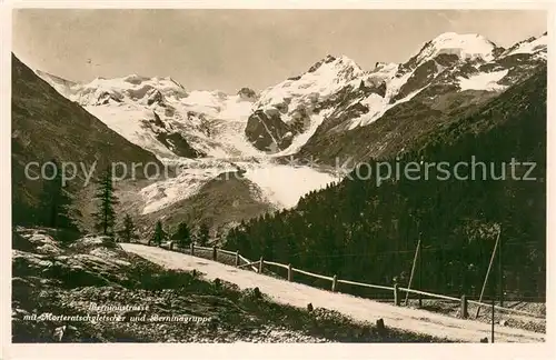 AK / Ansichtskarte Berninastrasse mit Morteratschgletscher und Berninagruppe Berninastrasse