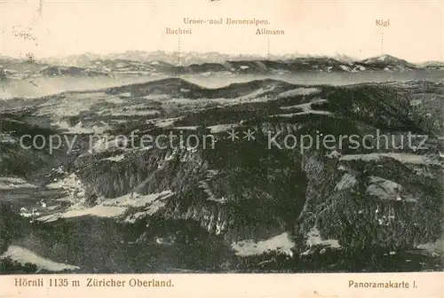 AK / Ansichtskarte Hoernli Kulm_1136m_ZH Zuericher Oberland mit Bachtel Urner und Berneralpen Allmann Rigi 