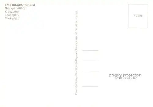 AK / Ansichtskarte Bischofsheim_Rhoen Panorama Kreuzberg Ferienpark Marktplatz Bischofsheim Rhoen