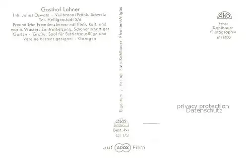 AK / Ansichtskarte Veilbronn Ortsansicht mit Gasthof Lahner Fraenkische Schweiz Veilbronn