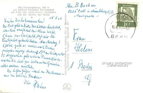 AK / Ansichtskarte Zell_Fichtelgebirge Panorama Blick vom Arnsteinfels Ochsenkopf Waldsteinfall Wasserfall Zell Fichtelgebirge