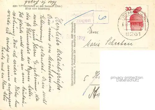 AK / Ansichtskarte Tittmoning_Salzach Blick vom Stadtberg zur Kirche Tittmoning Salzach