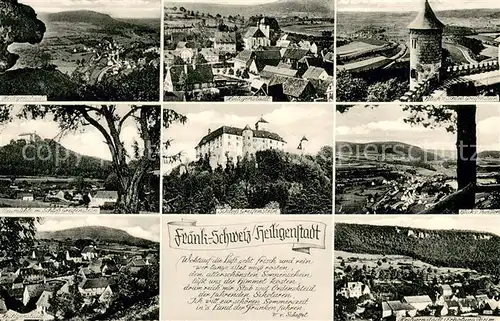 AK / Ansichtskarte Heiligenstadt_Oberfranken Gesamtansicht Landschaftspanorama Fraenkische Schweiz Burg Schloss Heiligenstadt_Oberfranken