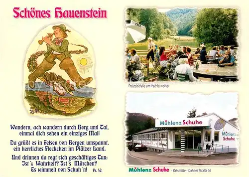 AK / Ansichtskarte Hauenstein_Pfalz Paddelweiher Muhlenz Schuhe Hauenstein_Pfalz