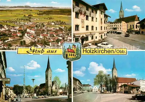 AK / Ansichtskarte Holzkirchen_Oberbayern Motive Stadtzentrum Kirche Luftbild Holzkirchen Oberbayern