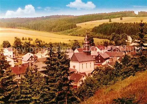 AK / Ansichtskarte Langenau_Oberfranken Ortsansicht mit Kirche Landschaft Langenau Oberfranken