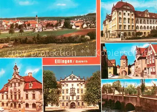 AK / Ansichtskarte Ellingen_Bayern Panorama Motive Stadtzentrum Bruecke Ellingen Bayern
