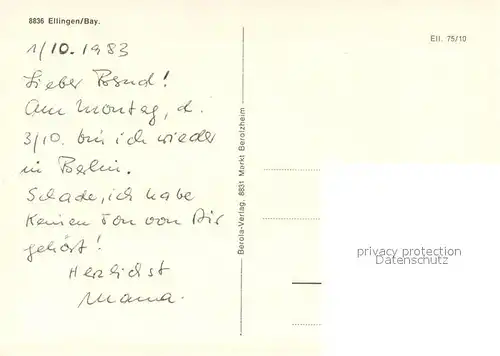 AK / Ansichtskarte Ellingen_Bayern Panorama Motive Stadtzentrum Bruecke Ellingen Bayern