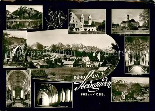 AK / Ansichtskarte Steingaden_Oberbayern Forggensee Alpen Marktplatz Kirche Schloss Neuschwanstein Kreuzgang Bruecke Steingaden Oberbayern