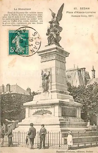 AK / Ansichtskarte Sedan_Ardennes Le Monument Place dAlsace Lorraine Sedan Ardennes