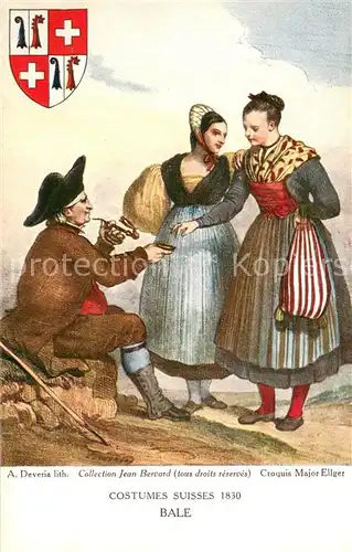 AK / Ansichtskarte Bale Costumes Suisses 1830 Bale
