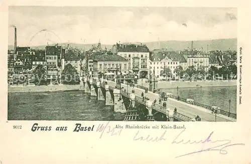 AK / Ansichtskarte Basel_BS Alte Rheinbruecke mit Klein Basel Basel_BS