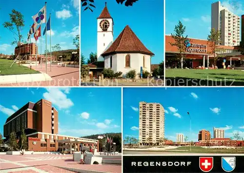 AK / Ansichtskarte Regensdorf Kirche Zentrum Holiday Inn Hotel Hochhaeuser Regensdorf