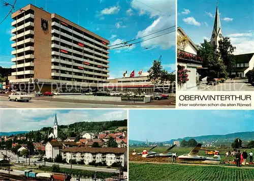 AK / Ansichtskarte Winterthur__ZH Hotel Roemertor Kirche Stadtansicht Segelflugplatz 