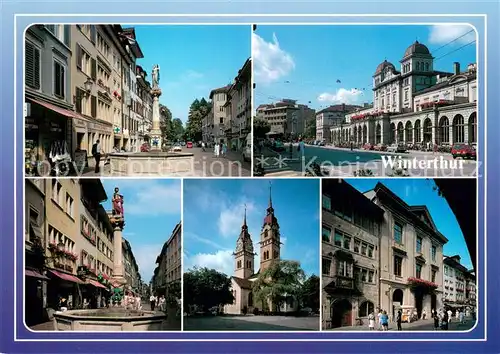 AK / Ansichtskarte Winterthur__ZH Justitiabrunnen Kirche Strassenpartien 