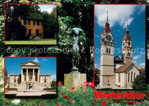 AK / Ansichtskarte Winterthur__ZH Villa Statue Stadthaus Kirche 