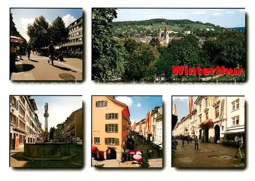 AK / Ansichtskarte Winterthur__ZH Panorama Strassenpartien Justitiabrunnen 