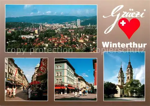 AK / Ansichtskarte Winterthur__ZH Panorama Strassenpartien Stadtkirche 
