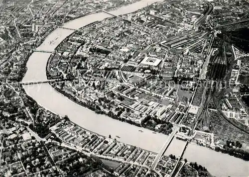 AK / Ansichtskarte Basel_BS Fliegeraufnahme der Belair AG mit den 3 Rheinbruecken Basel_BS