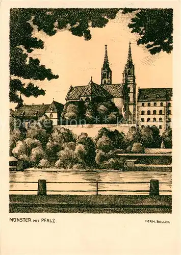 AK / Ansichtskarte Basel_BS Muenster mit Pfalz Basel_BS