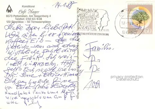 AK / Ansichtskarte Pottenstein_Oberfranken Konditorei Cafe Mager Pottenstein_Oberfranken