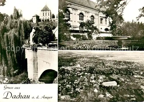 AK / Ansichtskarte Dachau Bruecke Schloss Park Fliegeraufnahme Dachau