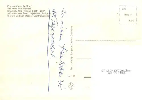AK / Ansichtskarte Prien_Chiemsee Fremdenheim Bartlhof Prien Chiemsee